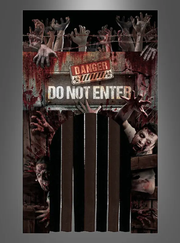 Halloween Türvorhang Zombie 145 × 240 cm | Bewegliche Lamellen-Türdeko mit Horror-Motiv für Eingang und Halloween-Partys
