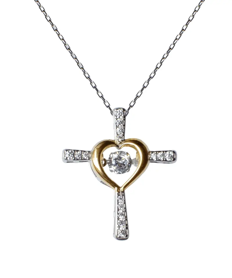 Halskette mit Botschaftskarte | Geschenk für Tochter | Kreuz mit Zirkonia & Geschenkbox