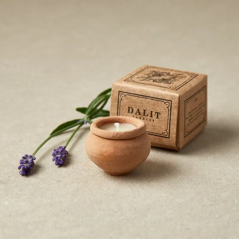 Handmade Terracotta Beeswax Clay Tea Light Candle