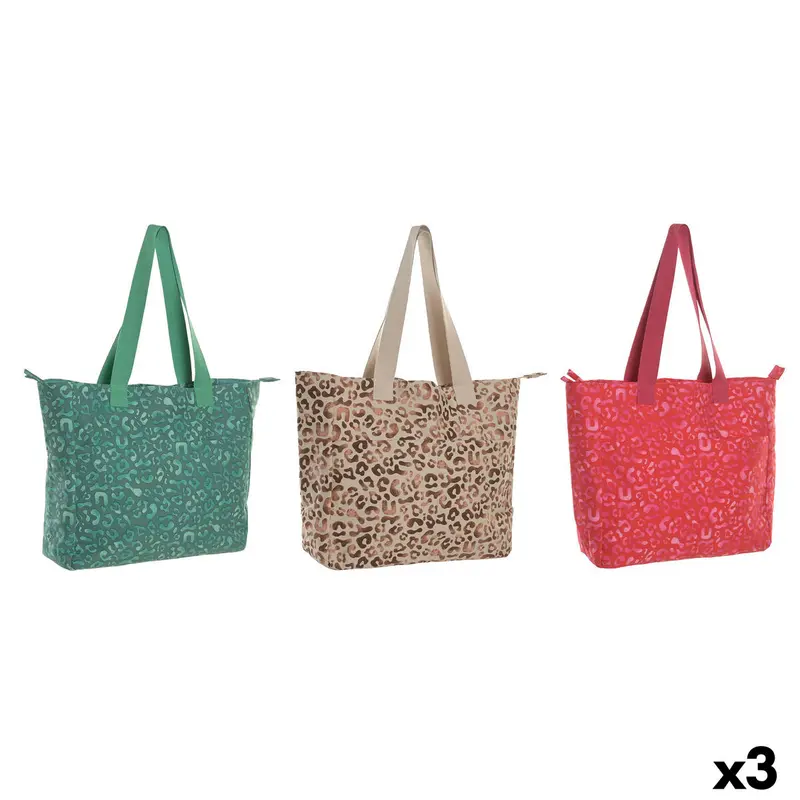 Handtas Dames Home ESPRIT Bruin Groen Roze 55 x 14 x 35 cm (3 Stuks)