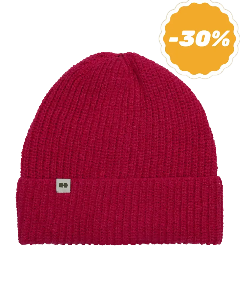 HEMP BEANIE - Cappello fucsia in canapa con piccolo logo