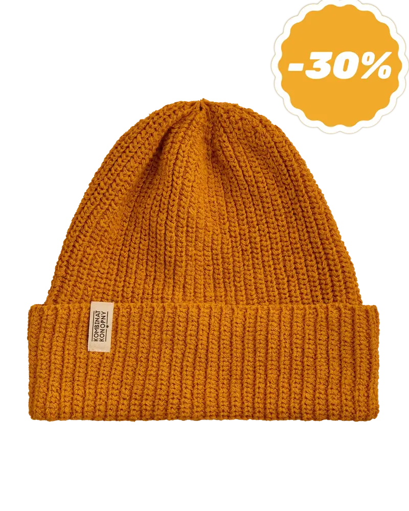 HEMP BEANIE - Cappello in canapa mostarda
