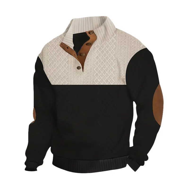 Herren Pullover | Knopfleiste mit Farbblockdesign & lockerer Passform für Alltag und kühle Tage