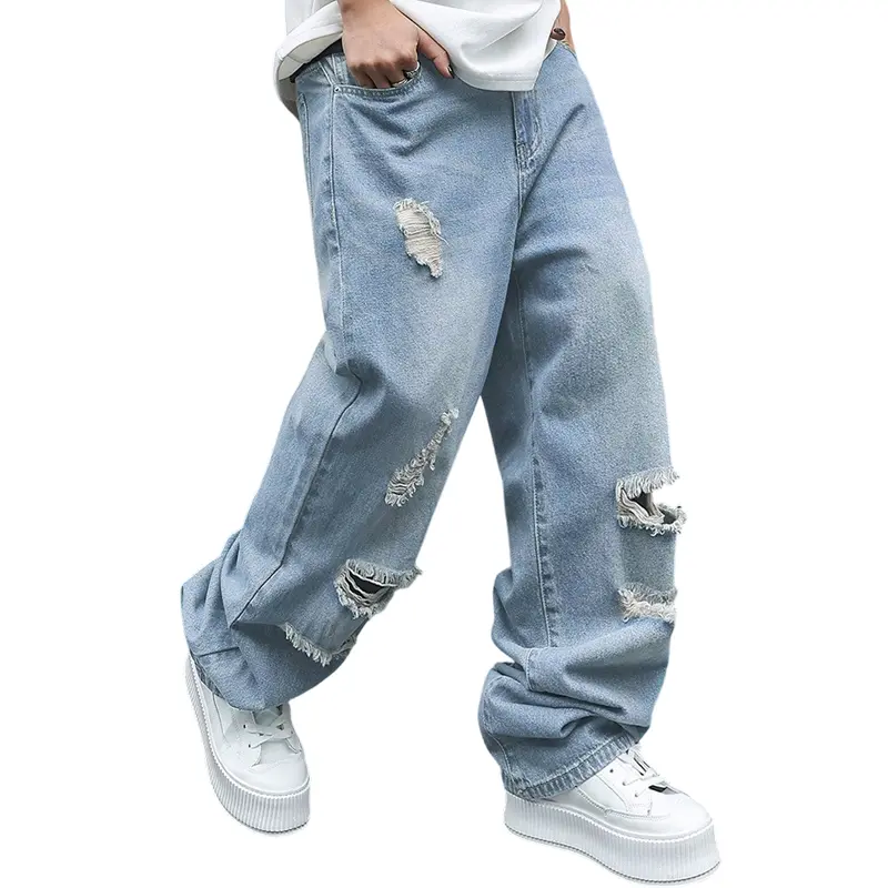 Herren Ripped Jeans in Übergröße | Locker geschnittene Straight-Leg-Jeans mit Used-Effekt