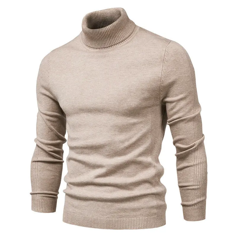 Herren Rollkragenpullover aus 100% Wolle | Warmer Wollpullover mit Rippstrickbündchen für Büro, Freizeit und kalte Tage
