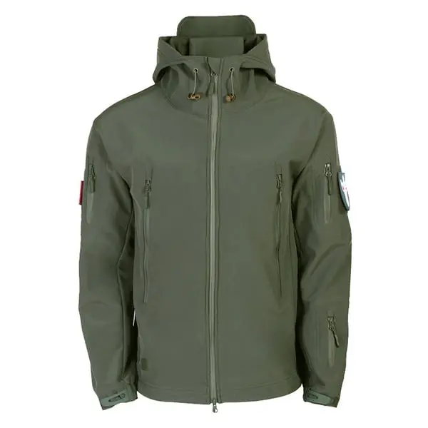 Herren Softshelljacke | Winddichte, wasserabweisende Outdoorjacke mit Kapuze, Fleecefutter und verstellbaren Bündchen