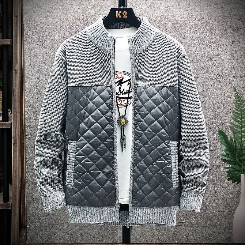 Herren Steppjacke mit Strickdetails | Gepolsterte Jacke mit hohem Kragen und Seitentaschen für Freizeit und kühle Tage