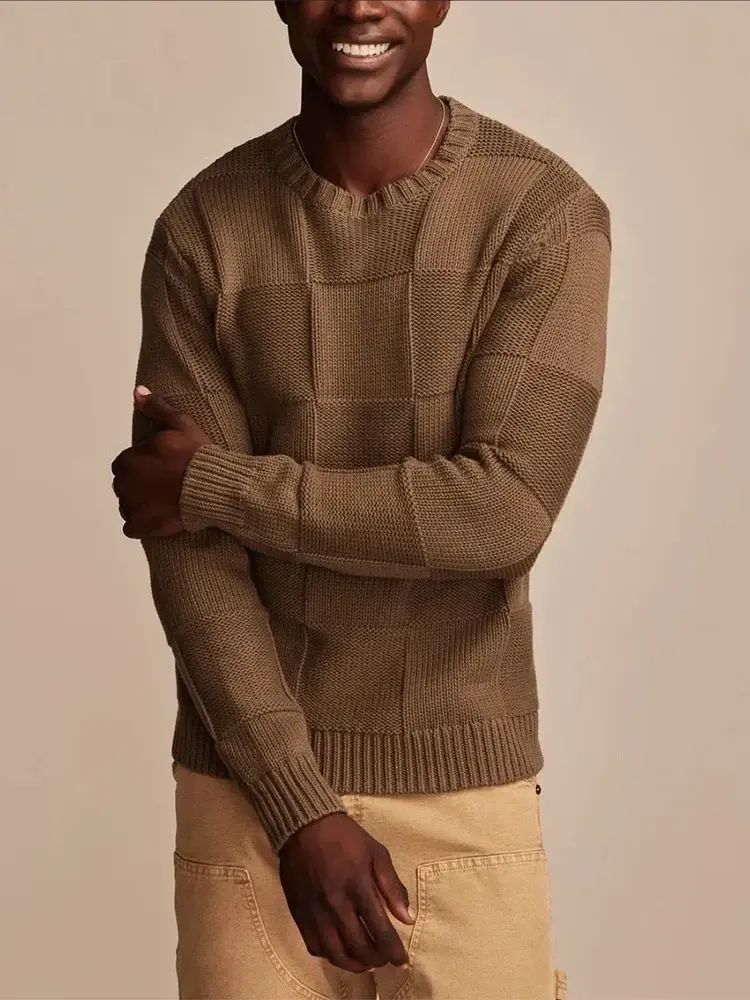 Herren Strickpullover mit Karomuster | Leichter Pullover mit Rundhalsausschnitt und bequemer Passform für Herbst und Alltag