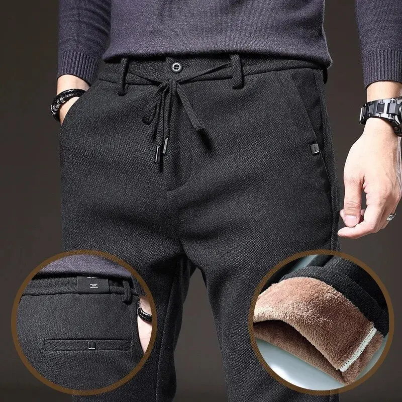 Herren Winterhose | Gefütterte Hose mit Kordelzug und bequemem Sitz für Büro, Alltag und Freizeit