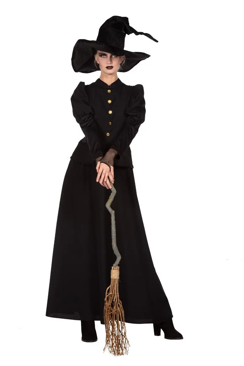 Hexenkostüm Damen | Schwarzes Halloween-Kleid für Hexen-Verkleidung, Halloween-Partys und Mottopartys