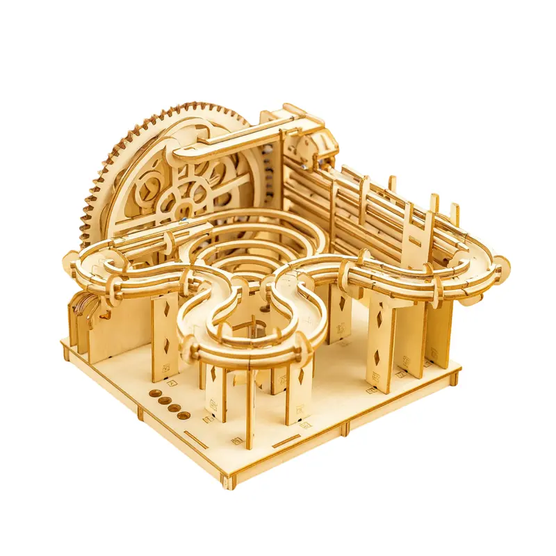 Holz-Kugelbahn Bausatz mit Zahnrädern | 3D-Holzpuzzle & mechanisches Modell | Kreatives DIY-Projekt