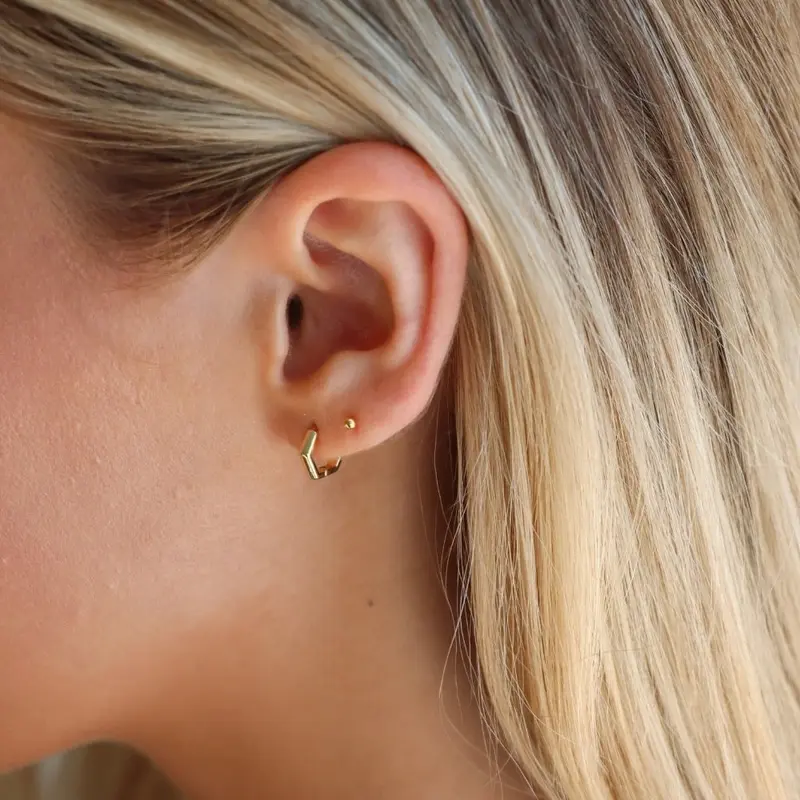 Honeycomb Huggie Hoops