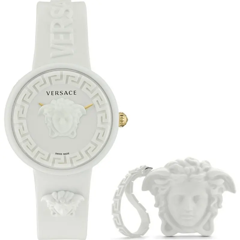 Horloge Dames Versace MEDUSA POP 3H + VERSACE WHITE SILICON PURSE (Ø 39 mm)
