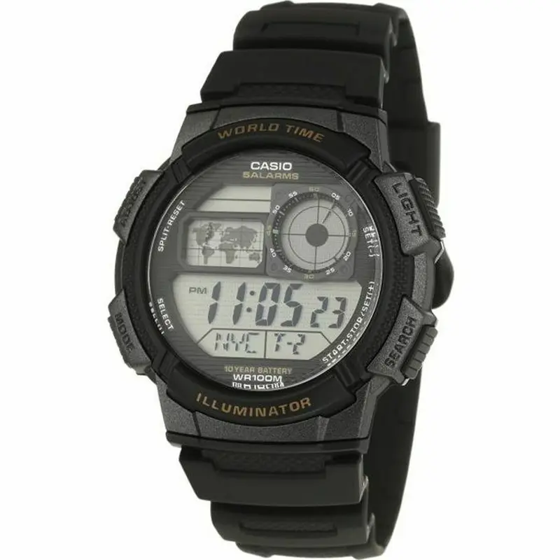 Horloge Heren Casio AE-1000W-1AVEF Zwart Grijs Digitaal Kwarts Sportief