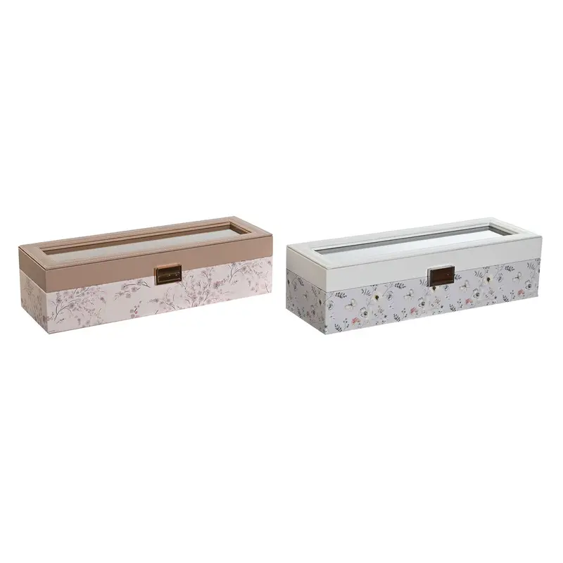 Horlogedoos DKD Home Decor Blauw Licht Roze Kristal 33 x 11 x 9 cm (2 Stuks)