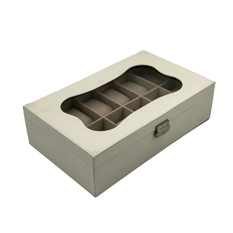 Horlogedoos Versa Wit Polyurethaan Papier Spiegel Hout MDF 20 x 8,5 x 32,5 cm
