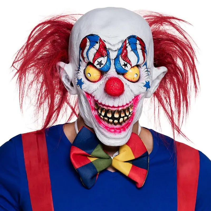 Horror Clown Maske Halloween | Latex-Kopfmaske mit rotem Haar für gruselige Clown-Kostüme und Halloween-Partys