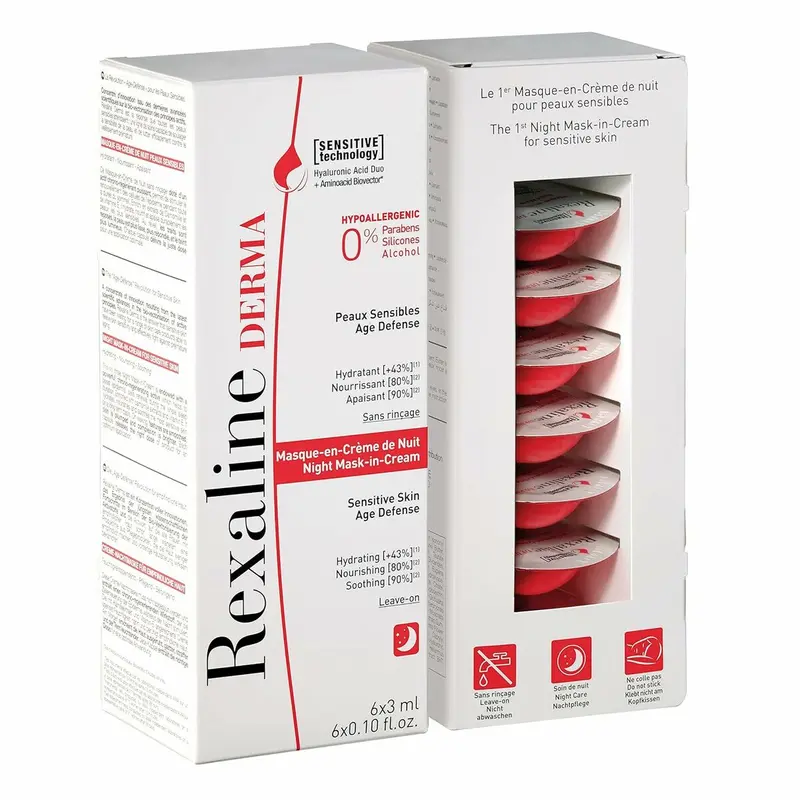 Hydrateren Nachtmasker Rexaline Derma 3 ml 75 ml 3 ml x 6 Gevoelige huid