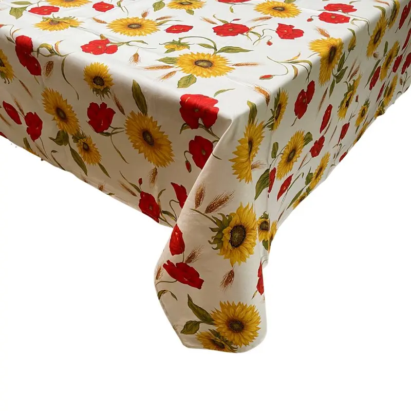 Italiaans Tafelkleed 140 x 180 - Girasole e papavero - Zonnebloem en Klaproos