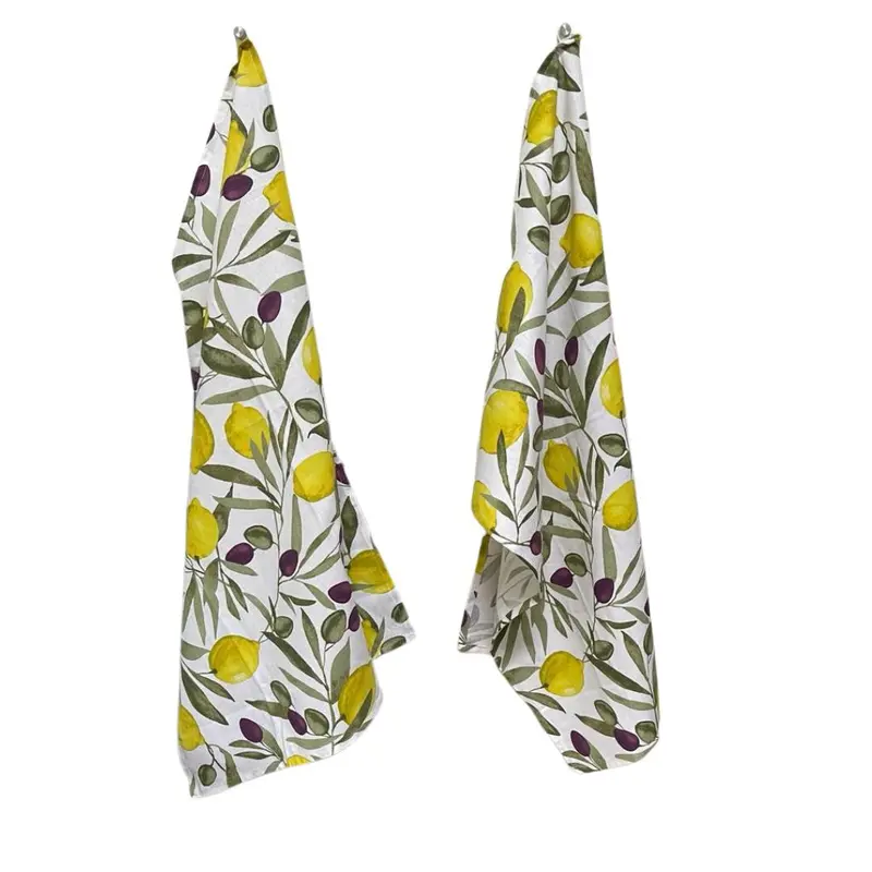 Italiaanse Theedoek - Keukendoek 2 stuks 50 x 75 cm Limone e Oliva - Citroen en Olijf