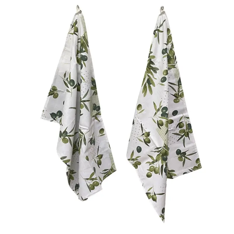 Italiaanse Theedoek - Keukendoek 2 stuks 50 x 75 cm Oliva Verde - Groene Olijf
