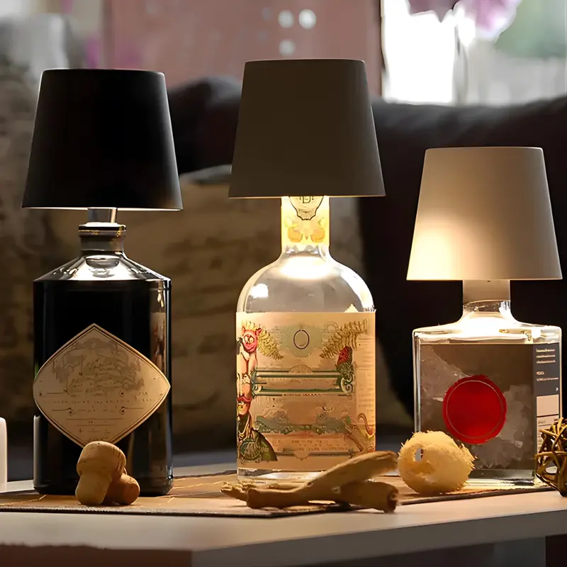 Kabellose LED Flaschenlampe mit USB-C | Wiederaufladbarer Flaschenaufsatz für Weinflaschen | Ambientebeleuchtung für Zuhause & Garten
