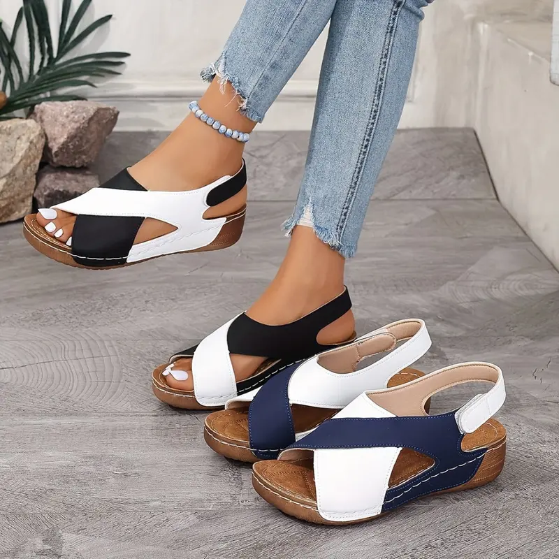 Keilabsatz-Sandalen mit Slope-Heel | Bequemer Slip-on für Sommer & Urlaub | Stabiler Halt, leichter Lauf | Größen (nach Auswahl)