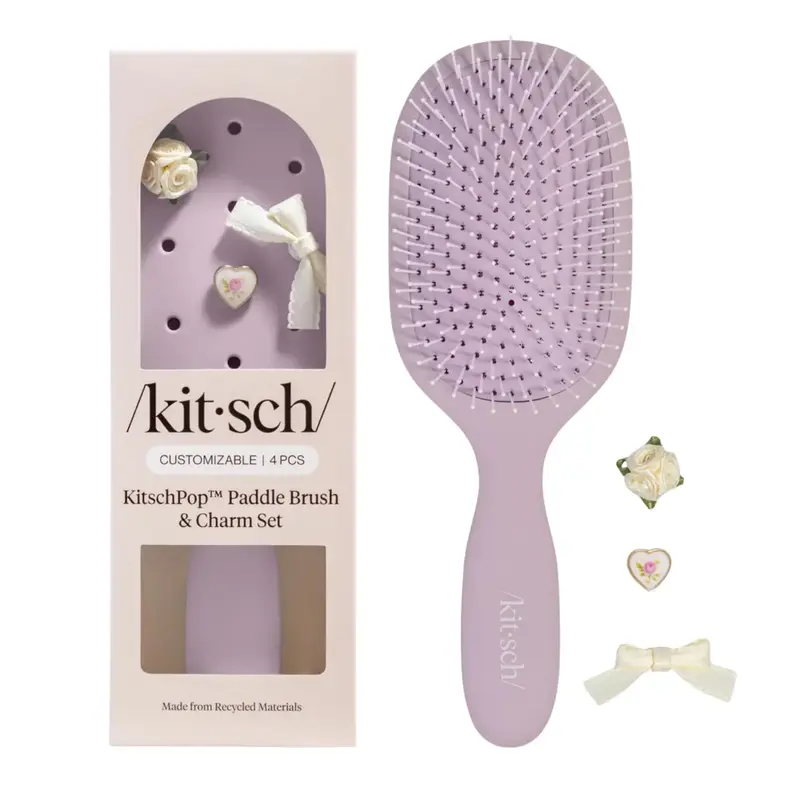 KitschPop Paddle Brush & Charm Set Soft Violet