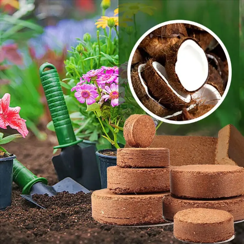 Kokosfaser-Brikett als Blumenerde-Ersatz | Quillt mit Wasser auf | 100 % Kokos | Für Aussaat, Kräuter & Pflanzen