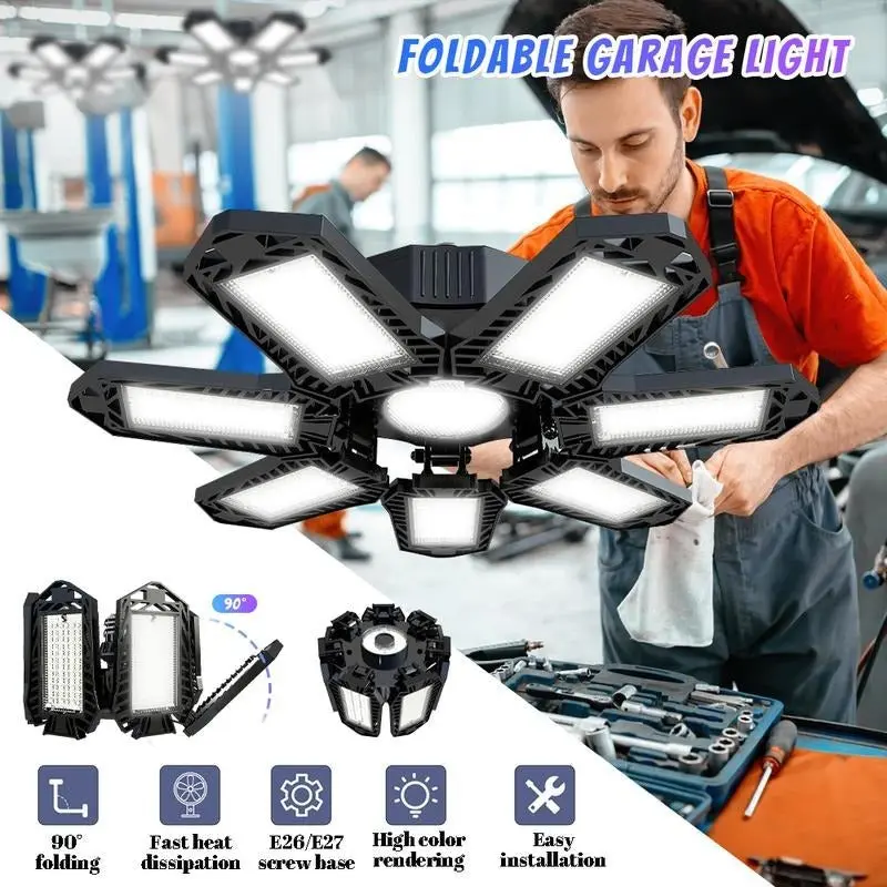 LED-Deckenleuchte mit verstellbaren Panels | 6500K Tageslicht & E27-Fassung | NovaShine Werkstattlicht