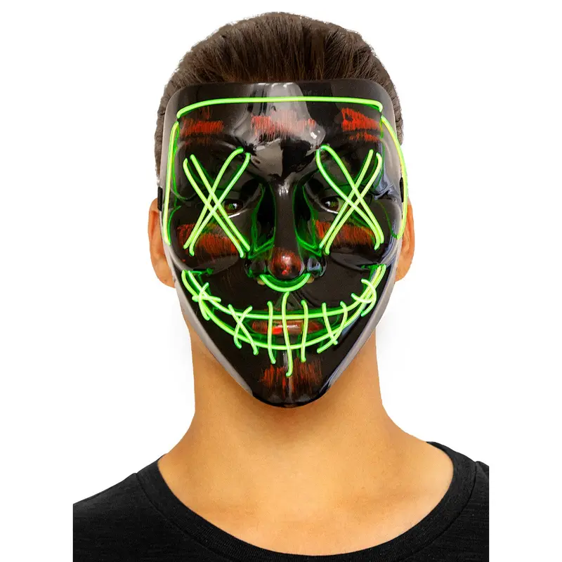 LED Purge Leuchtmaske | Leuchtende Halloween Maske für Horrorparty, Festival, Karneval und gruselige Mottopartys
