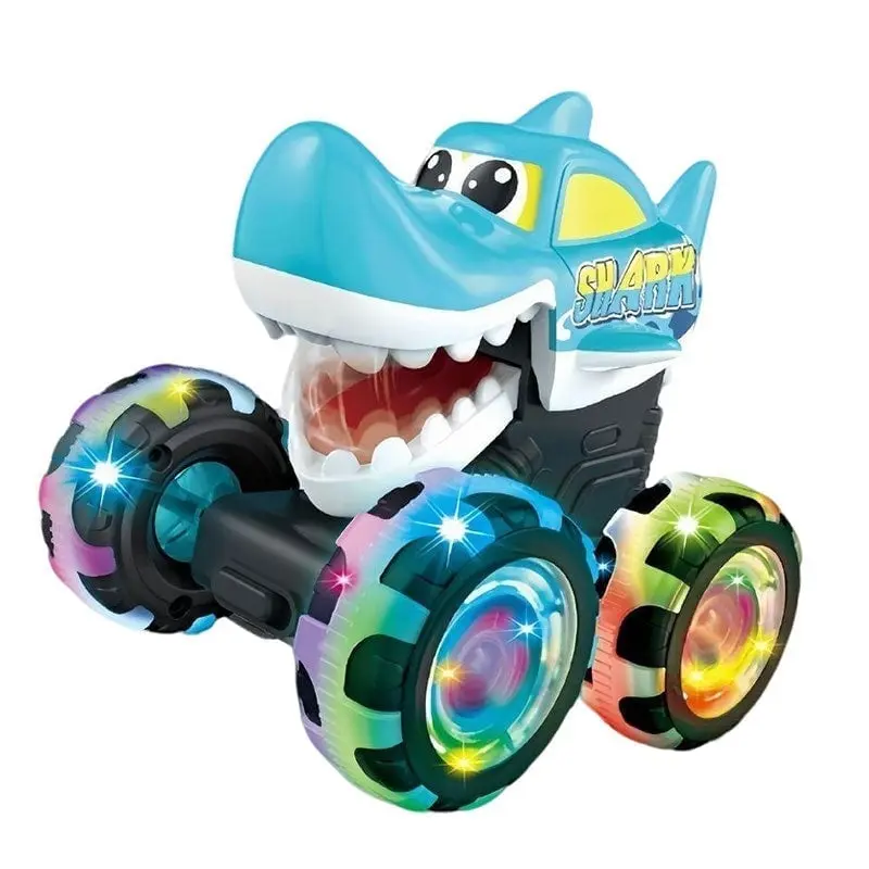 LED Stunt-Auto im Hai-Design | 360° Drehungen & Leuchtende Räder | Robustes Spielzeugauto für Kinder
