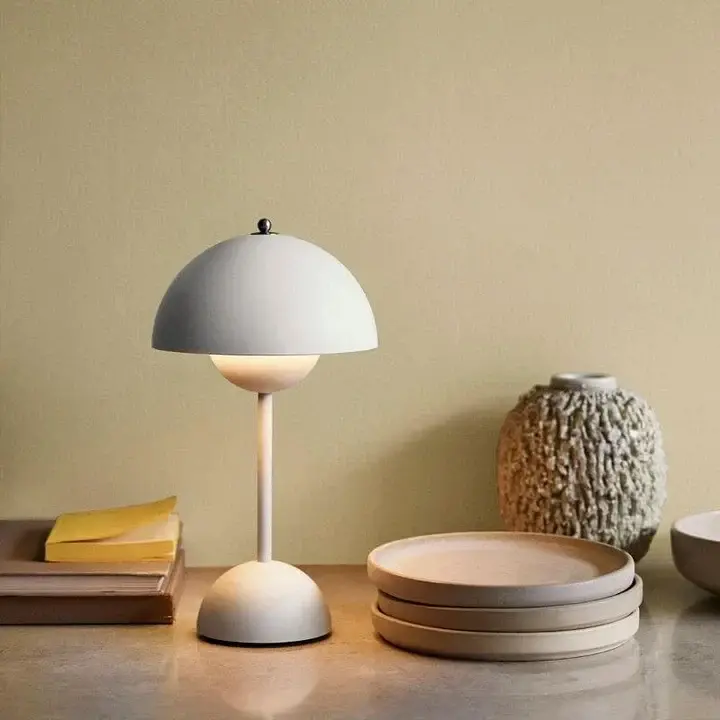 LED Tischlampe Kabellos & USB-Aufladbar | 3-Stufig Dimmbar | Skandinavisches Design für Wohnzimmer & Schlafzimmer