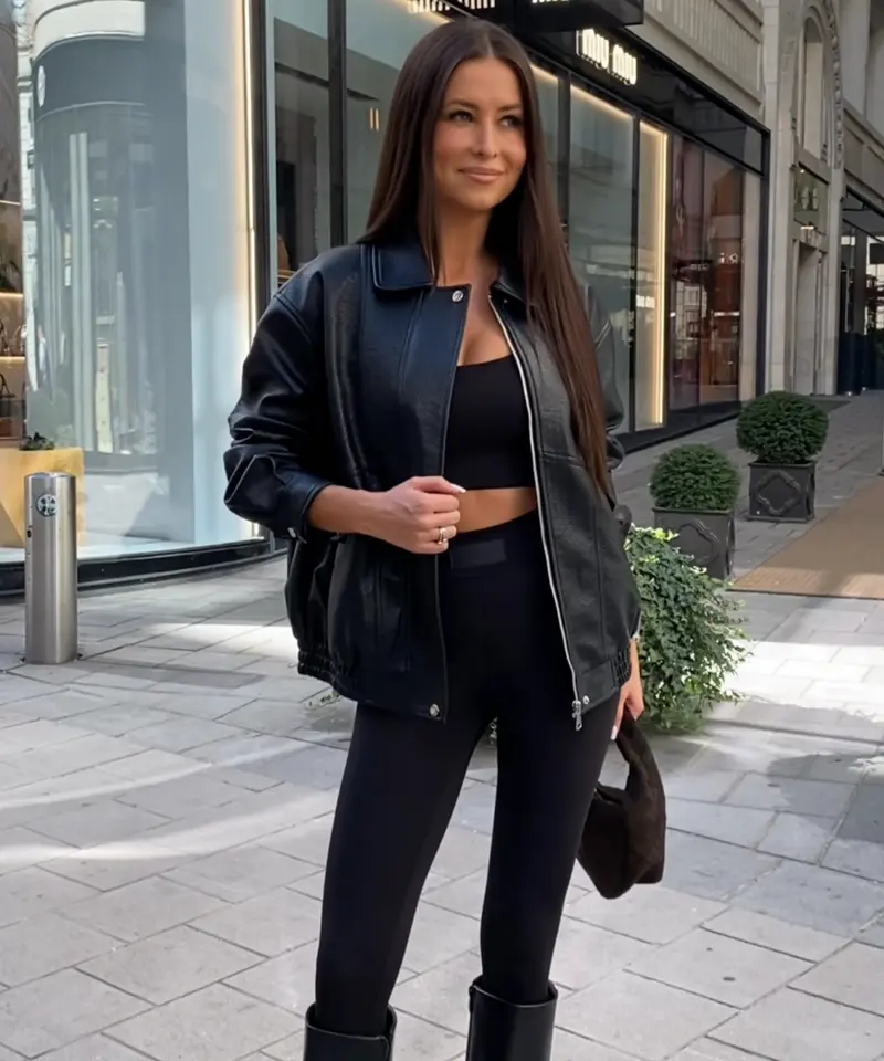 Lederjacke Damen | Oversize Jacke in Lederoptik