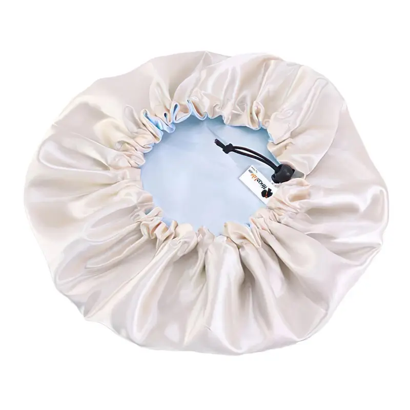 Light Blue Satin Hair Bonnet Reversable