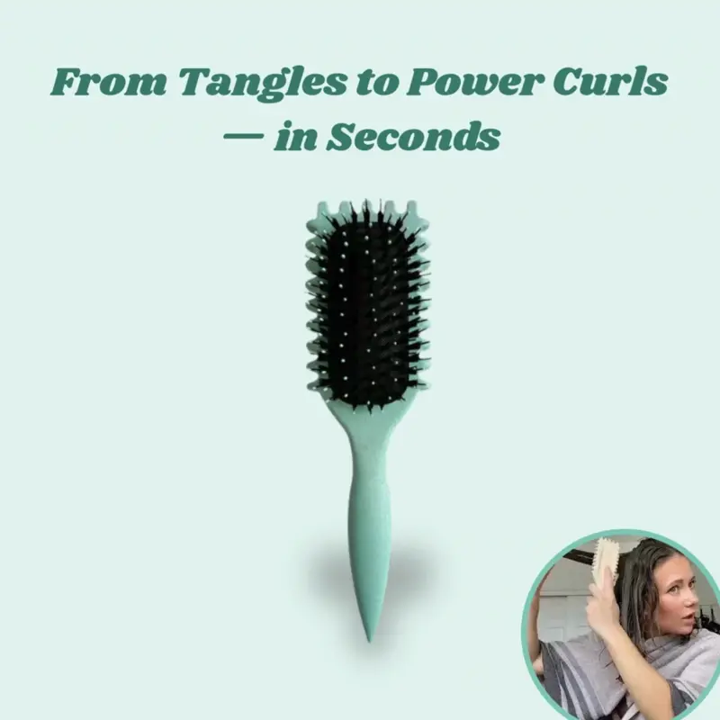 Lockenbürste zum Entwirren & Definieren (2er-Set) | Für nasses & trockenes Haar, reduziert Frizz | Vegane Borsten | Grün/Beige