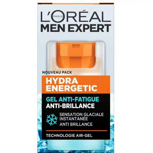 L'Oréal Men Expert Hydra Energetic Quenching Hydraterende Gel Moisturiser - Matterende Verfrissende Anti-Glans Gezichtsverzorging, Gezichtscrème voor Mannen – 50 ml