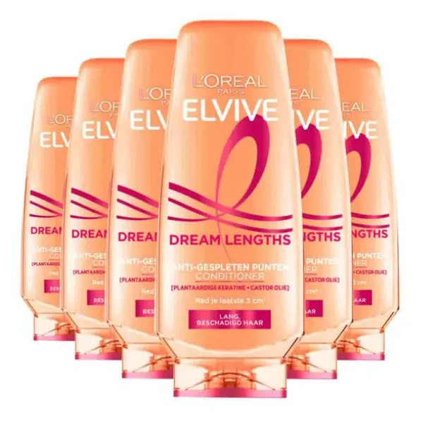 L'Oréal Paris Elvive Dream Lengths Conditioner - Voor lang, beschadigd haar - Herstellende conditioner - 6x200ml