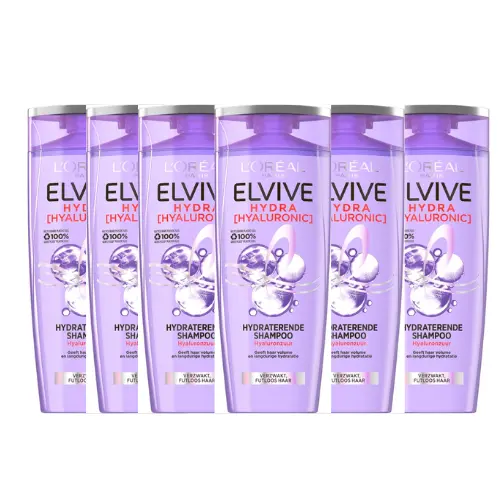L'Oréal Paris Elvive Hydra Hyaluronic Shampoo - Voor verzwakt, futloos haar - voordeelverpakking - 6x 250 ml