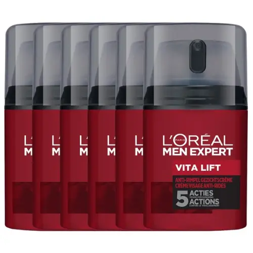 L'Oréal Paris Men Expert Vita Lift Hydraterende Gezichtscrème - 6 x 50 ml - Voordeelverpakking - Anti-rimpel