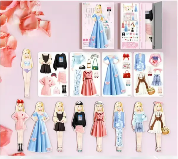 Magnetisches Anziehpuppen-Buch mit Outfits & Accessoires | wiederverwendbares Mix-&-Match-Set | kreatives Reisespiel für Kinder