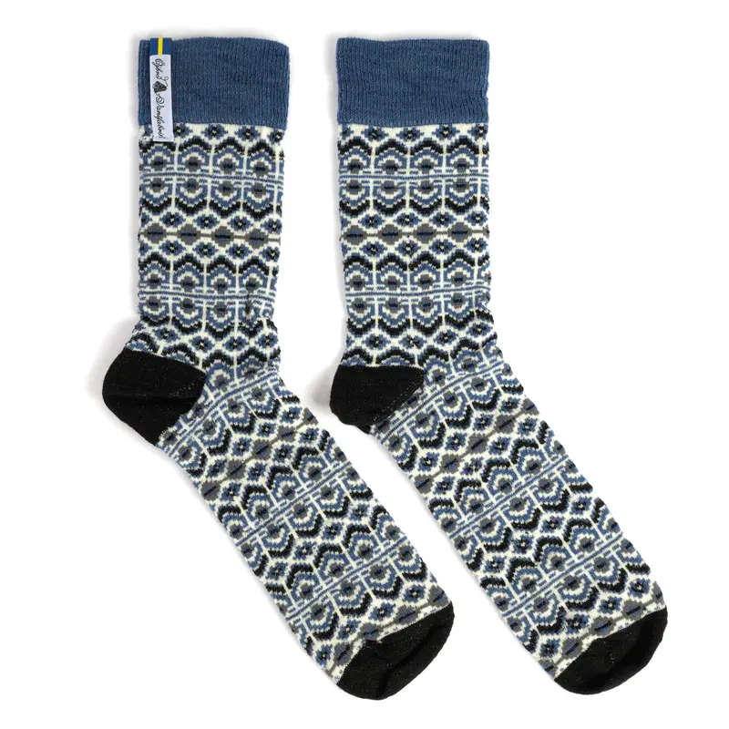 Merinowollsocken | Warme Socken mit nordischem Muster und verstärkter Ferse und Spitze