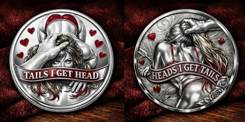 Metallene Challenge Coin „Heads I Get Tails“ | Doppelseitiges 3D-Relief mit Emaille-Akzenten | Sammler-Token für Games & Geschenk