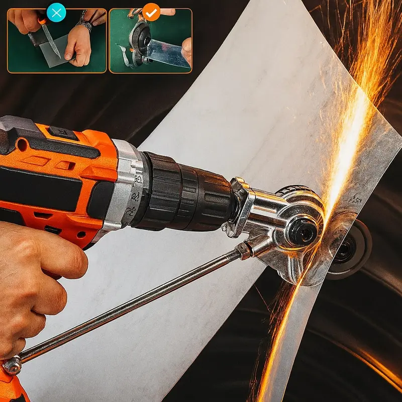 Metallschneider Aufsatz für Bohrmaschine | präzises Blechschneiden bis 1,8 mm (Eisen) / 2 mm (Alu) | SchneidPro inkl. Ersatzkopf