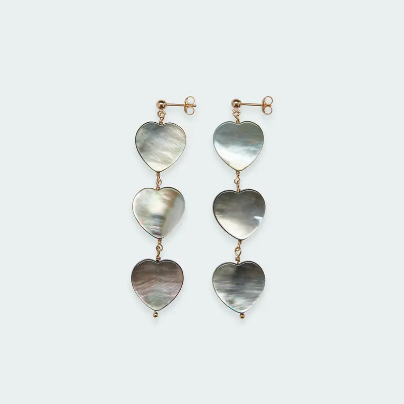 Midnight Stroll Heart Stud - Silver