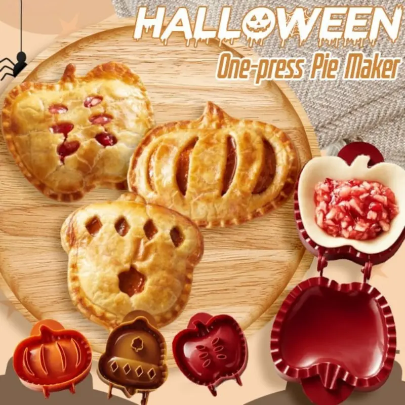 Mini-Pie-Former für Halloween & Herbst | Ausstechen, Füllen & Verschließen in einem Schritt | BPA-freies ABS | Kürbis-, Apfel- & Eichel-Design