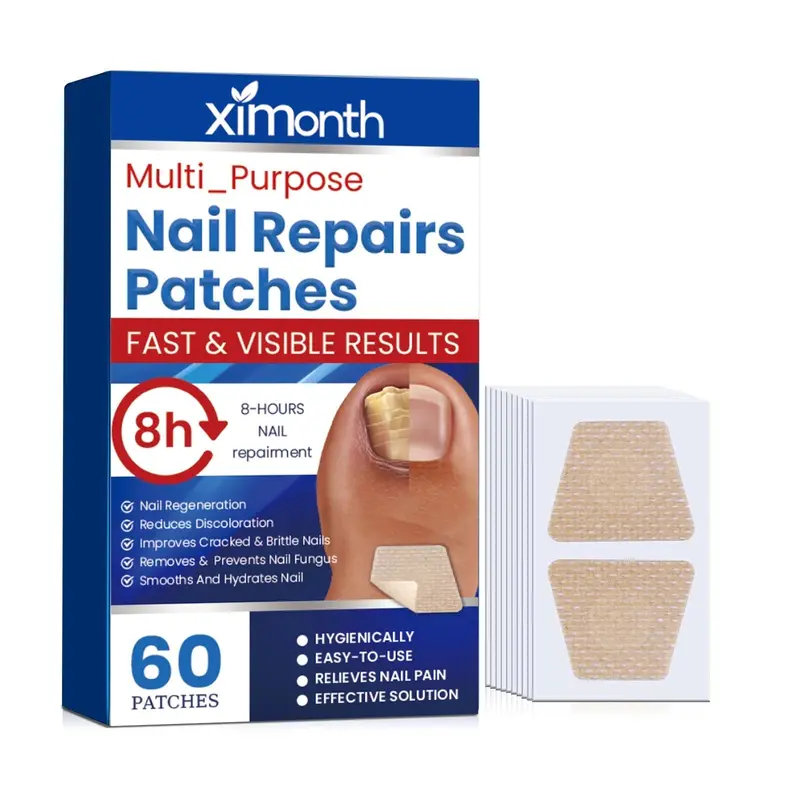 Nagelpflege-Pflaster 60 Stück | Für Verfärbte & Brüchige Zehennägel | 8-Stunden-Pflegewirkung | Einfache Anwendung Zuhause