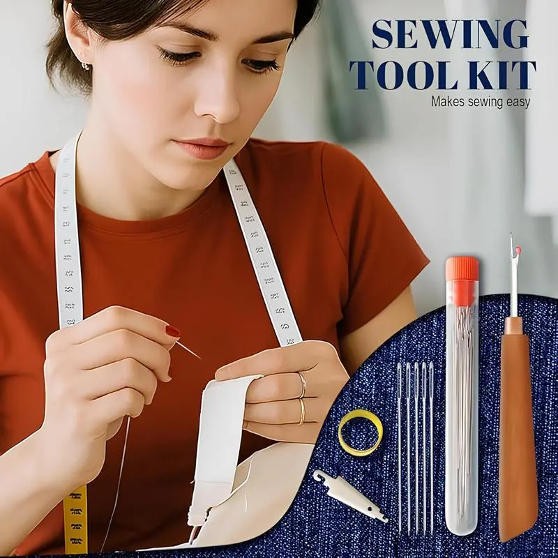 Nähset 36-teilig mit Garn & Nadeln | Kompaktes Reparaturset mit Nahttrenner | Transparente Aufbewahrungsbox für Nähen & DIY
