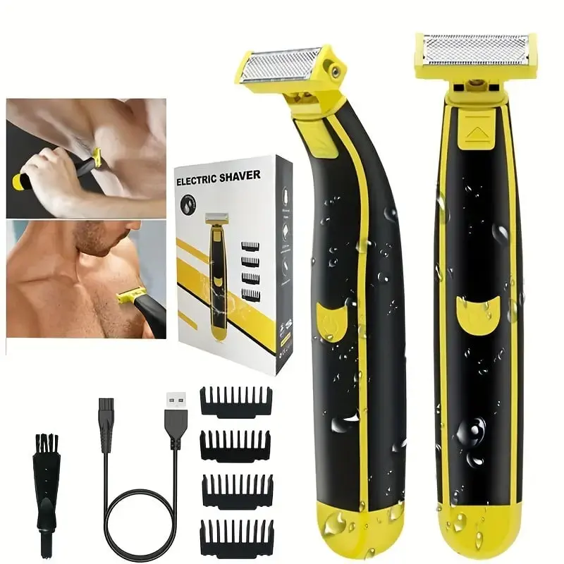 Nass- & Trocken-Elektrorasierer Herren | 4 Trimmer-Aufsätze 1–6 mm | 60 Min. Akku | USB-Laden | Waschbare Edelstahlklingen