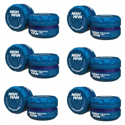 Nishman Hair wax Styling Gumgum 01 Haarwax - Blauw 6 stuks